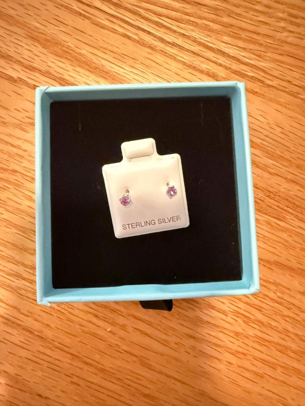 NEW Sterling Silver Purple CZ Stud Earrings